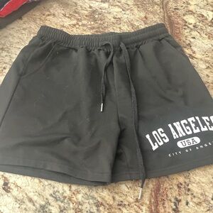 SHEIN Black Los Angeles Print Athletic Shorts